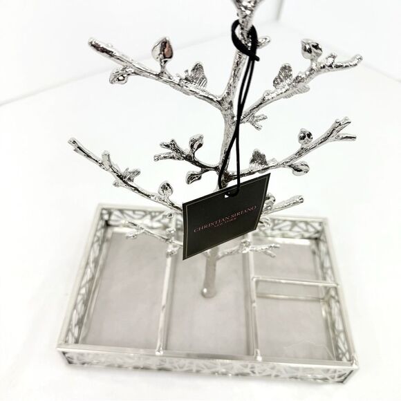 Christian Siriano NY Silver Tone Tray and Tree Jewelry Organizer Stand NEW - Picture 2 of 12
